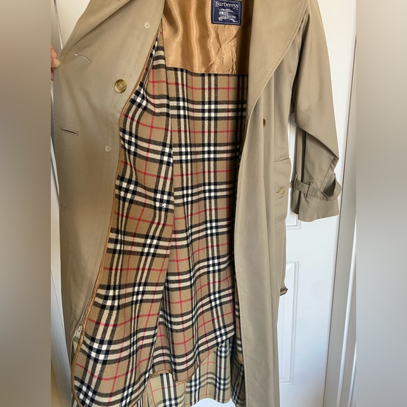 Unique Vintage Burberry Tan Trench Coat w/ Removable Wool Liner Sz 10 XXLong - Picture 9 of 15